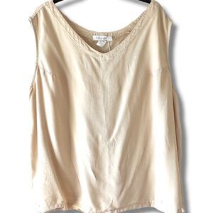 Fresh Produce Beige Top Sleeveless‎ VNeck and Scoop Neckline #R113 Sz 24